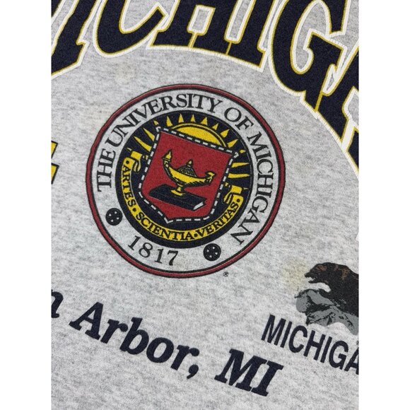 Rare Vintage 90s University Of Michigan Wolverines Ann Arbor Crewneck Sweater - Picture 8 of 15